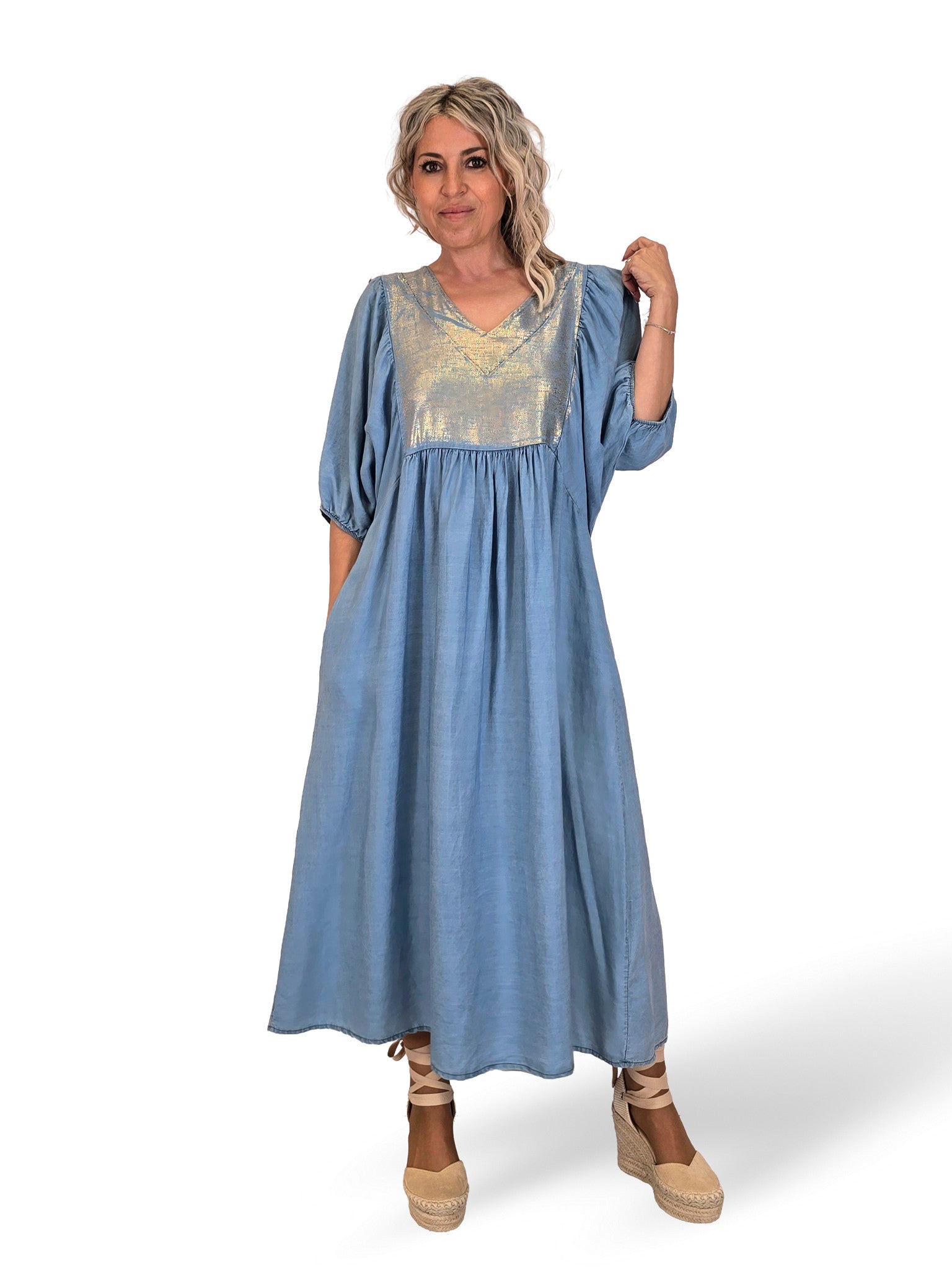 JOT Lurex Denimkleid