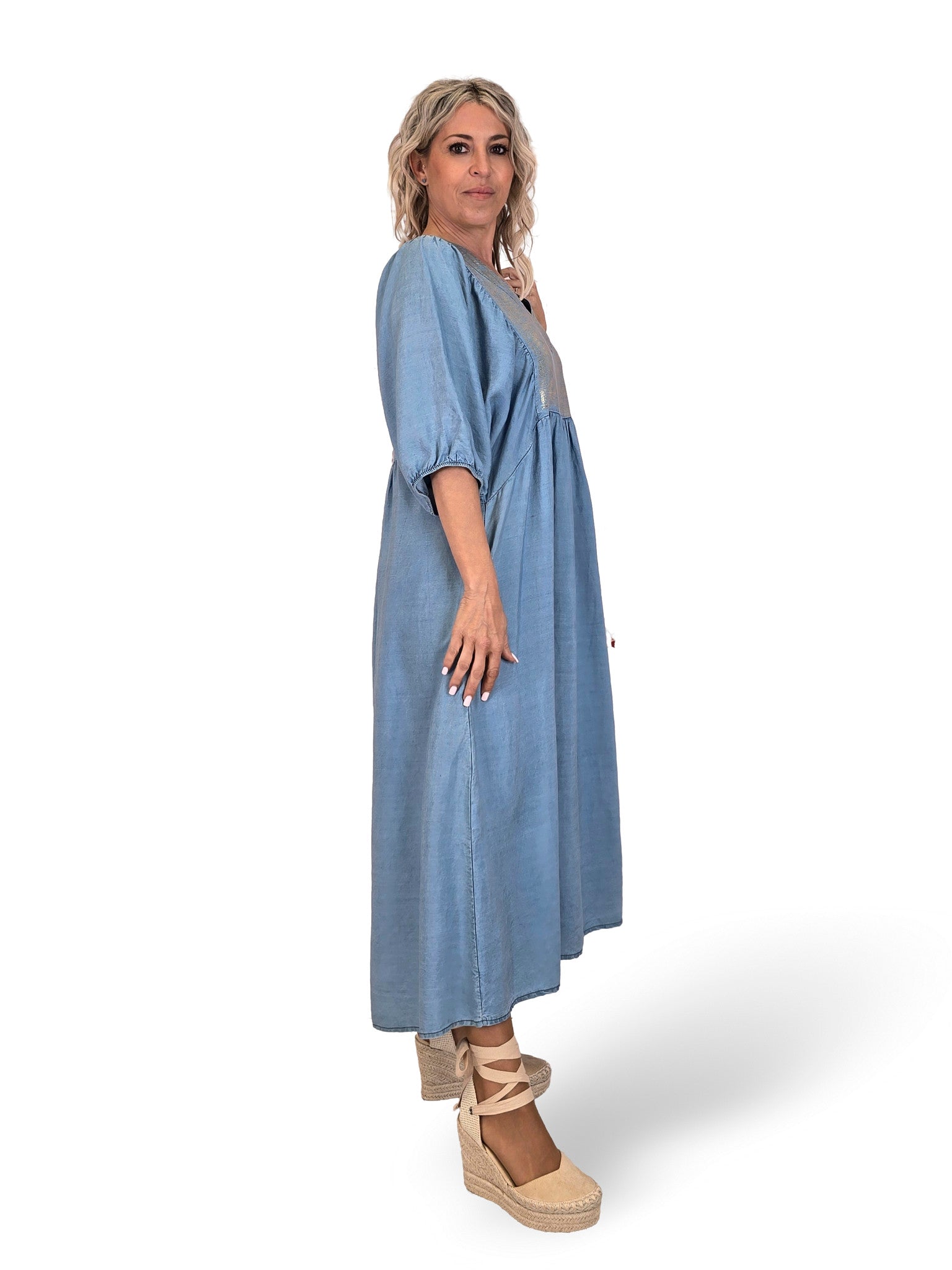 JOT Lurex Denimkleid