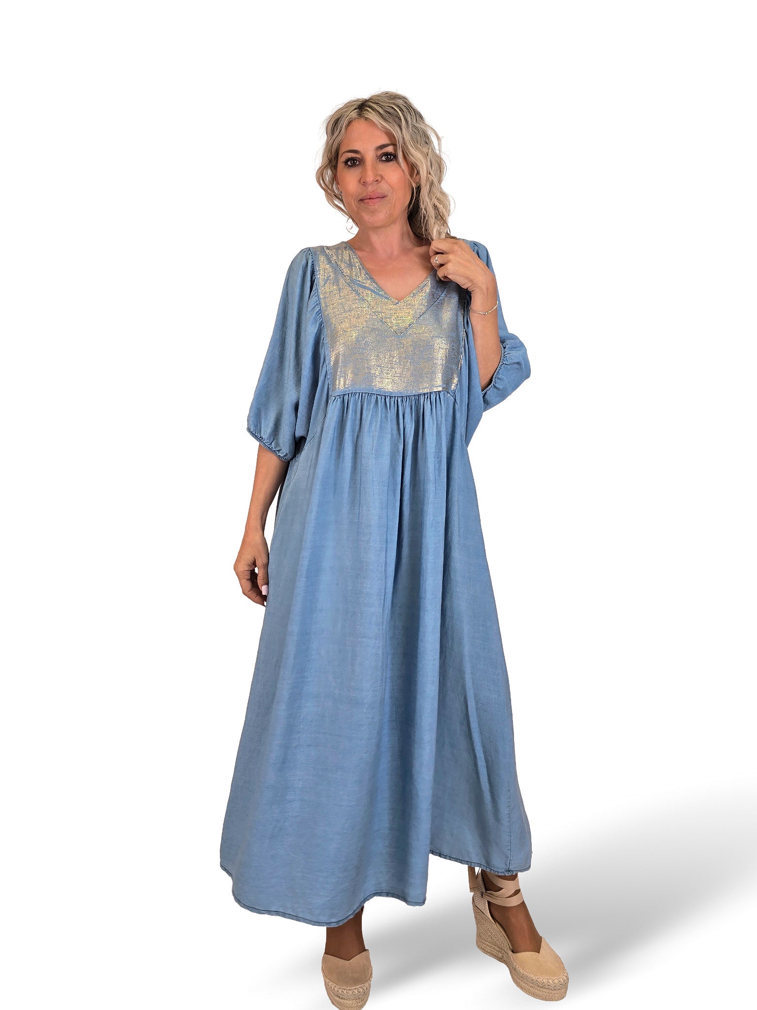JOT Lurex Denimkleid
