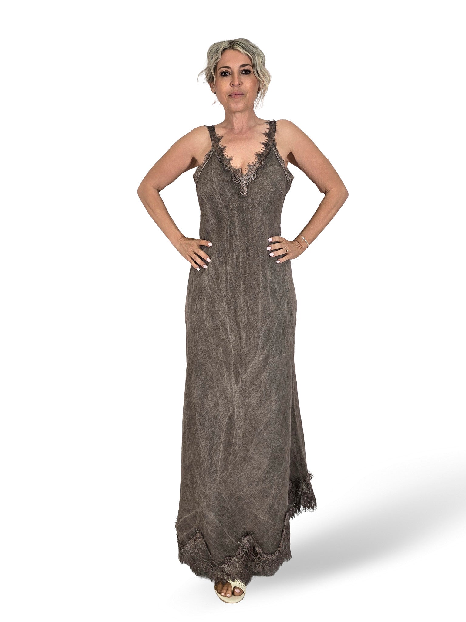 VESTIDO LARGO LENCERO LINO