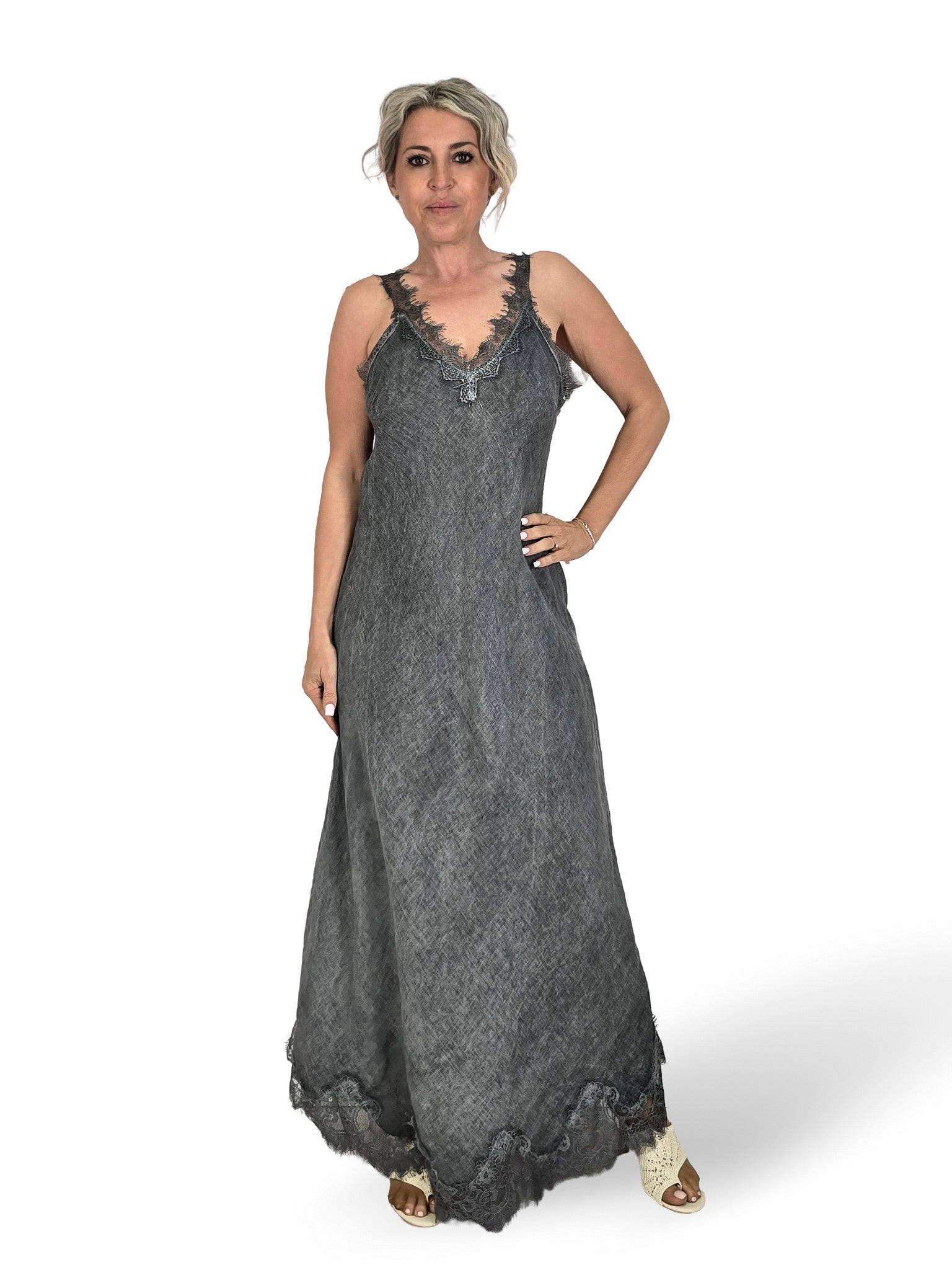 VESTIDO LARGO LENCERO LINO
