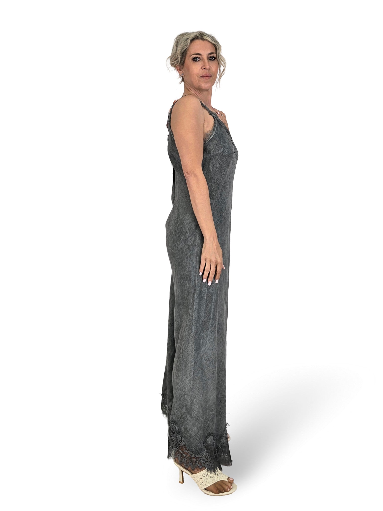 VESTIDO LARGO LENCERO LINO