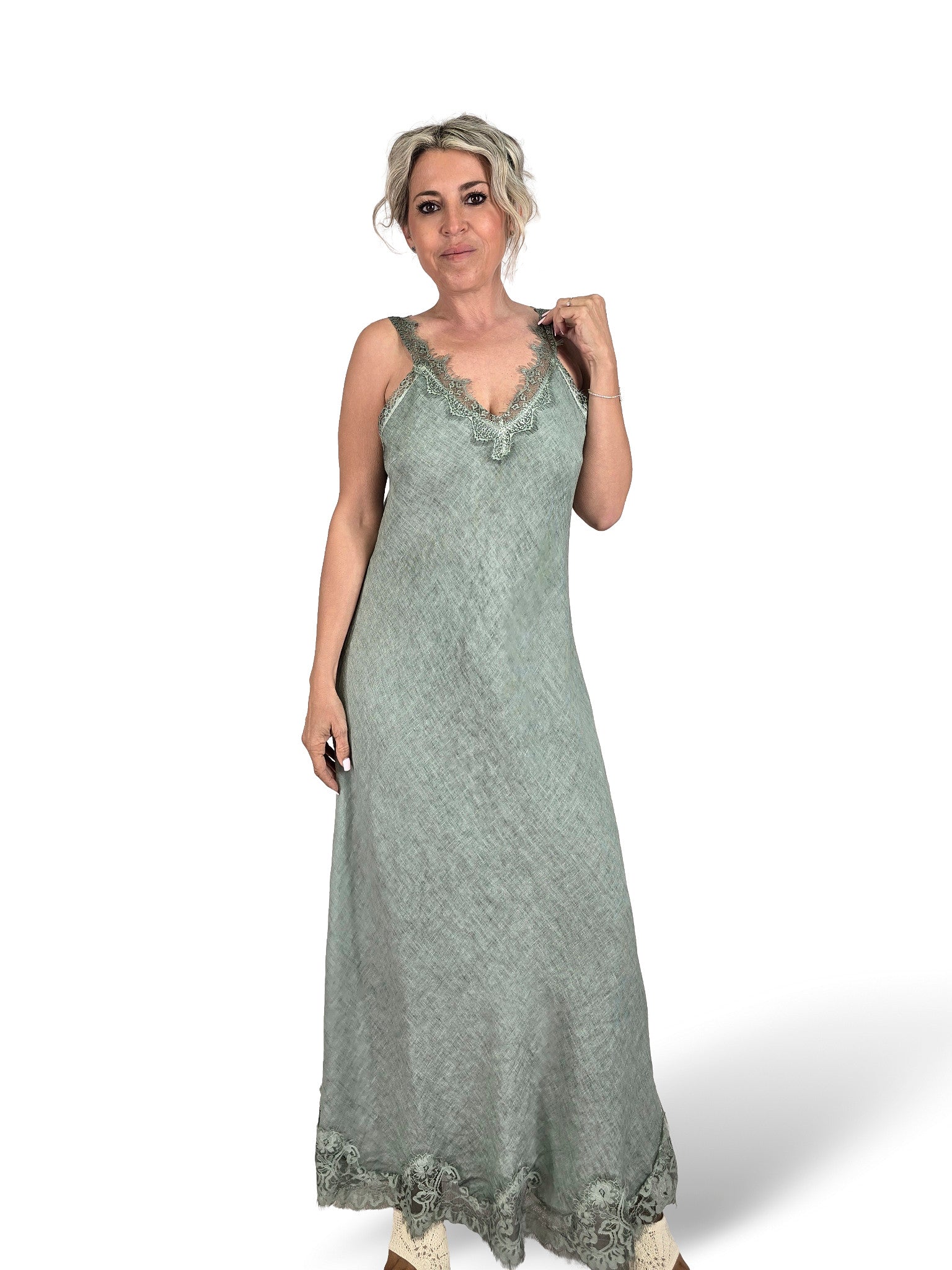 VESTIDO LARGO LENCERO LINO