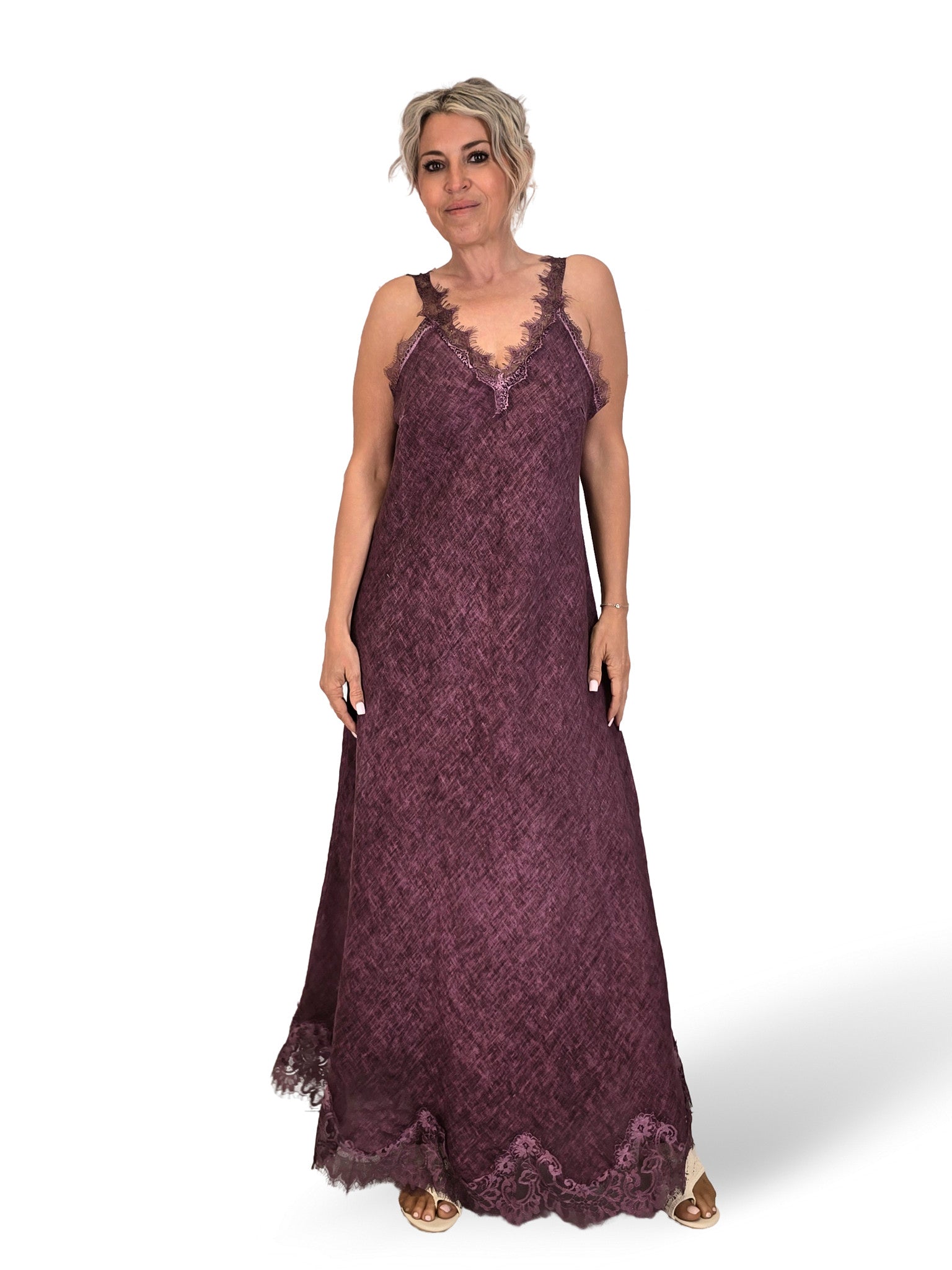 VESTIDO LARGO LENCERO LINO