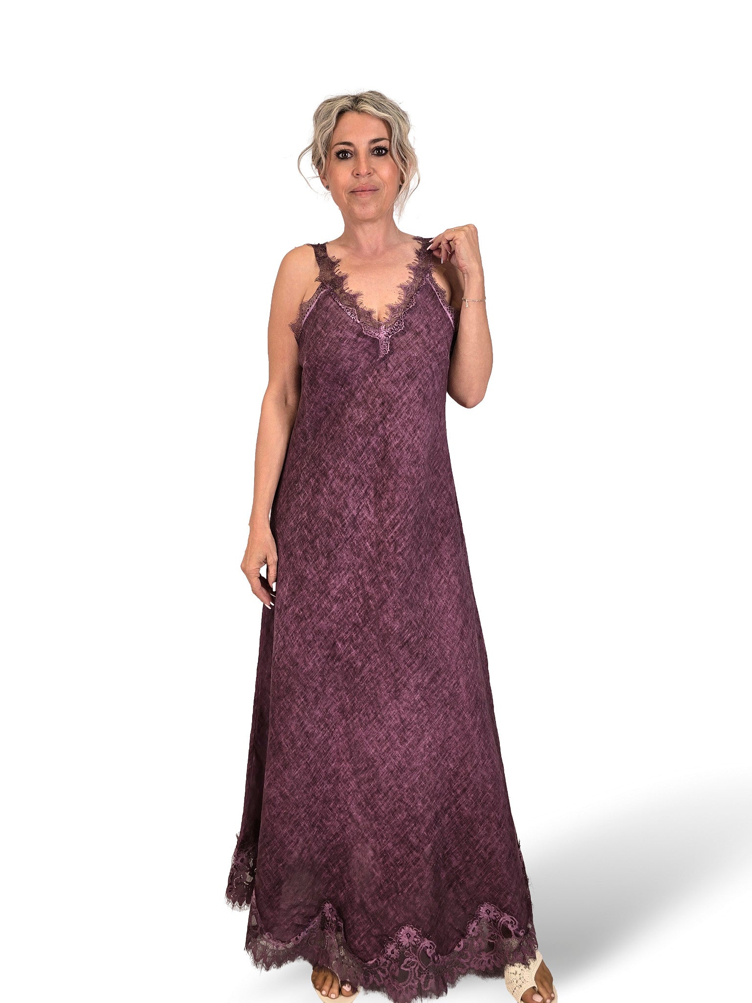 VESTIDO LARGO LENCERO LINO