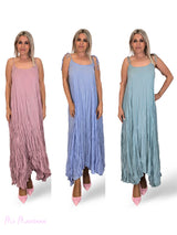 VESTIDO LARGO ARRUGADO TIRANTES JOT
