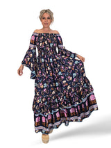 VESTIDO LARGO SEDA NIDO DE ABEJA JOT