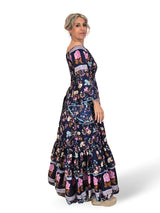 VESTIDO LARGO SEDA NIDO DE ABEJA JOT