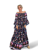 VESTIDO LARGO SEDA NIDO DE ABEJA JOT