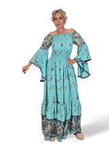 VESTIDO LARGO SEDA NIDO DE ABEJA JOT