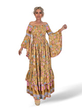 VESTIDO LARGO SEDA NIDO DE ABEJA JOT