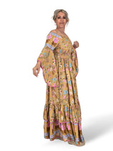 VESTIDO LARGO SEDA NIDO DE ABEJA JOT