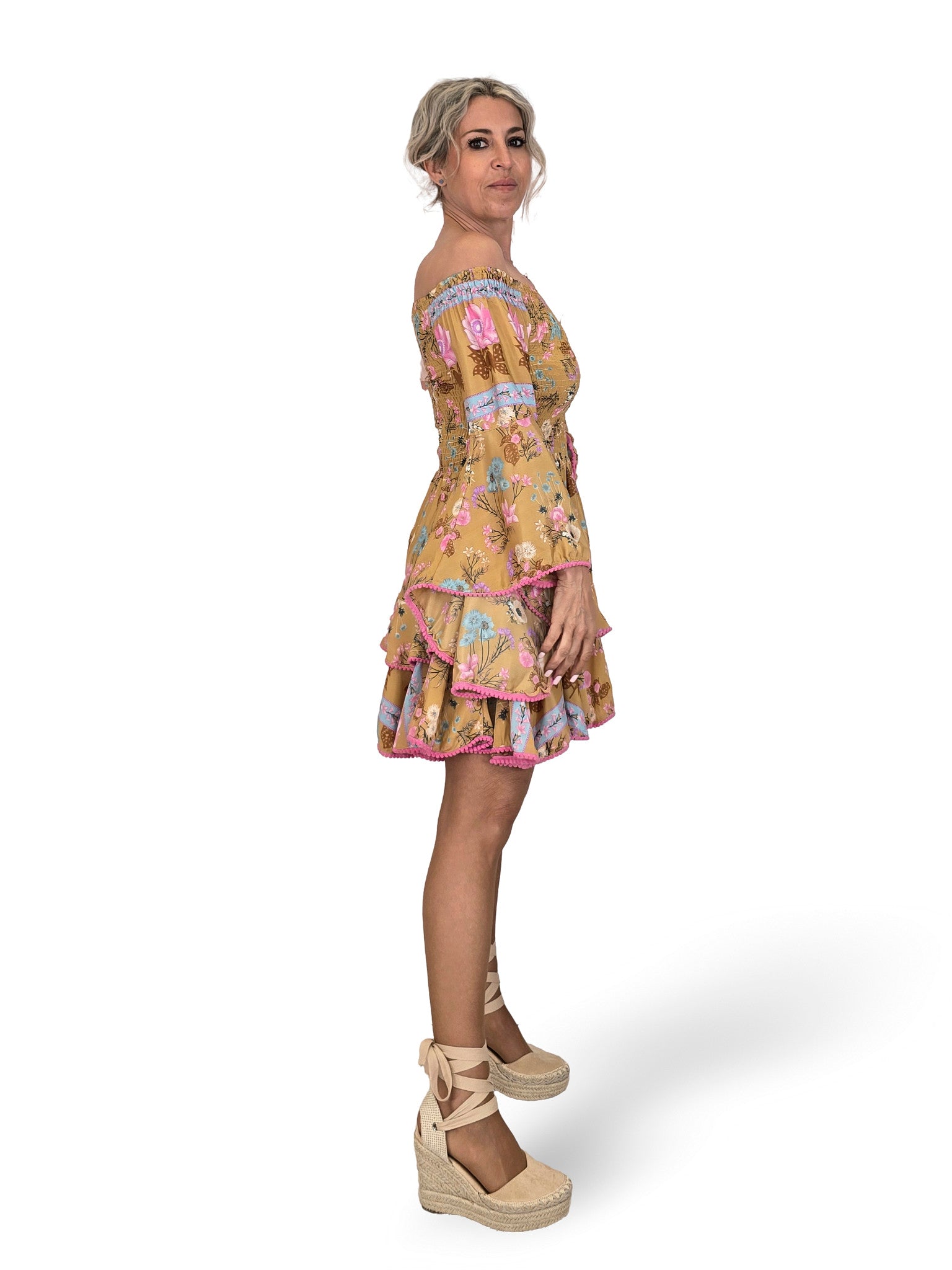VESTIDO SEDA CORTO NIDO DE ABEJA JOT