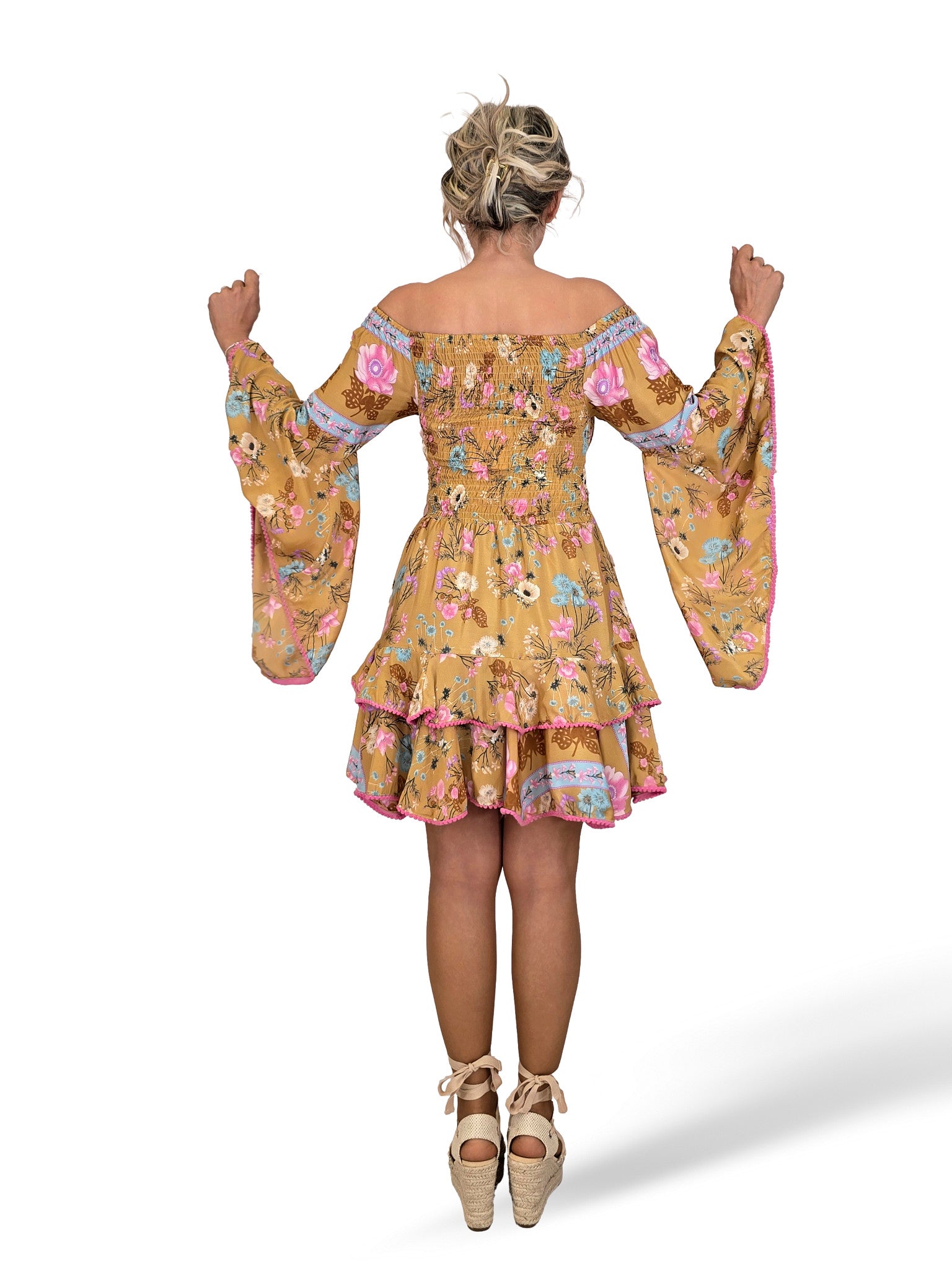 VESTIDO SEDA CORTO NIDO DE ABEJA JOT