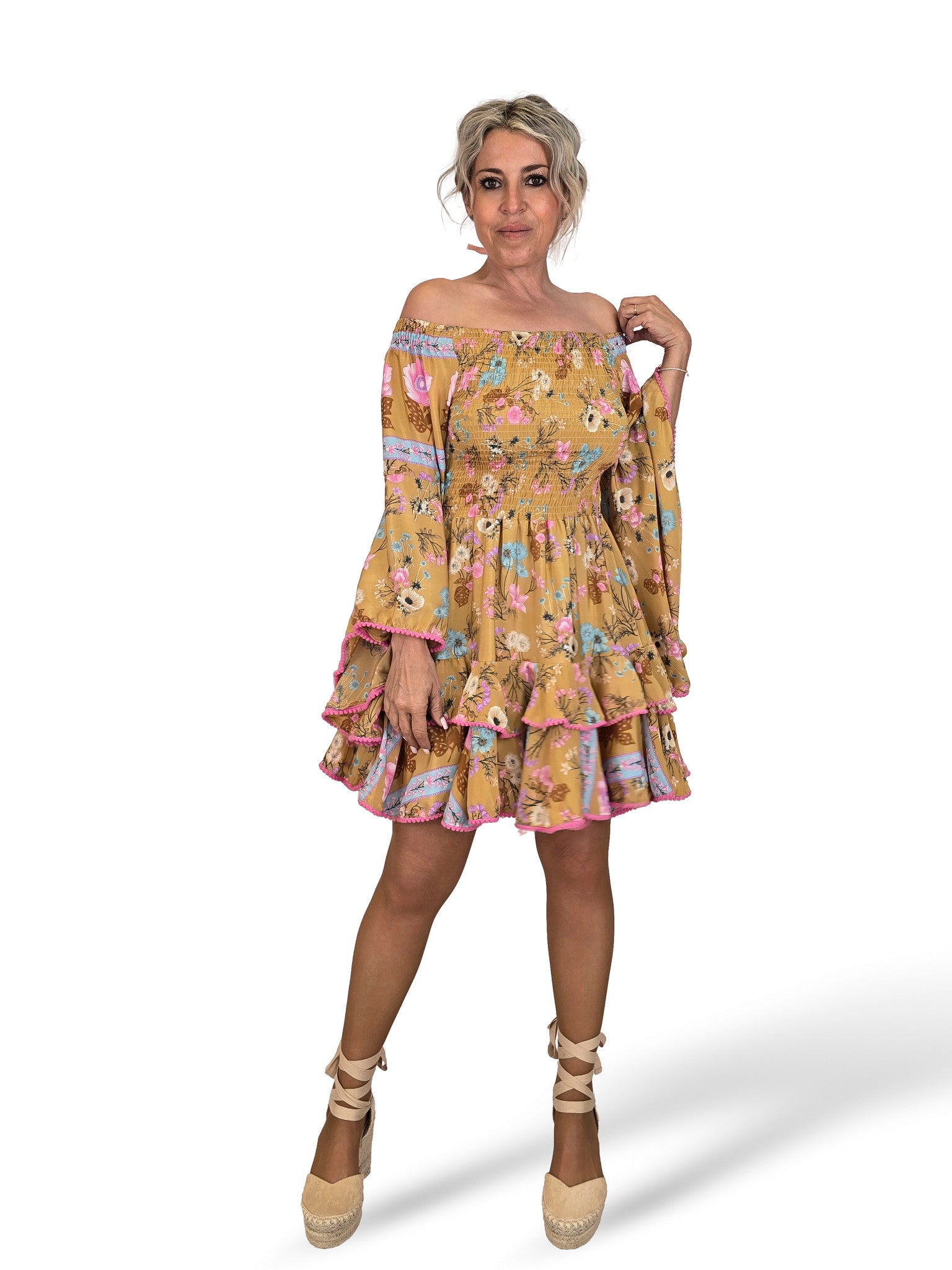 VESTIDO SEDA CORTO NIDO DE ABEJA JOT