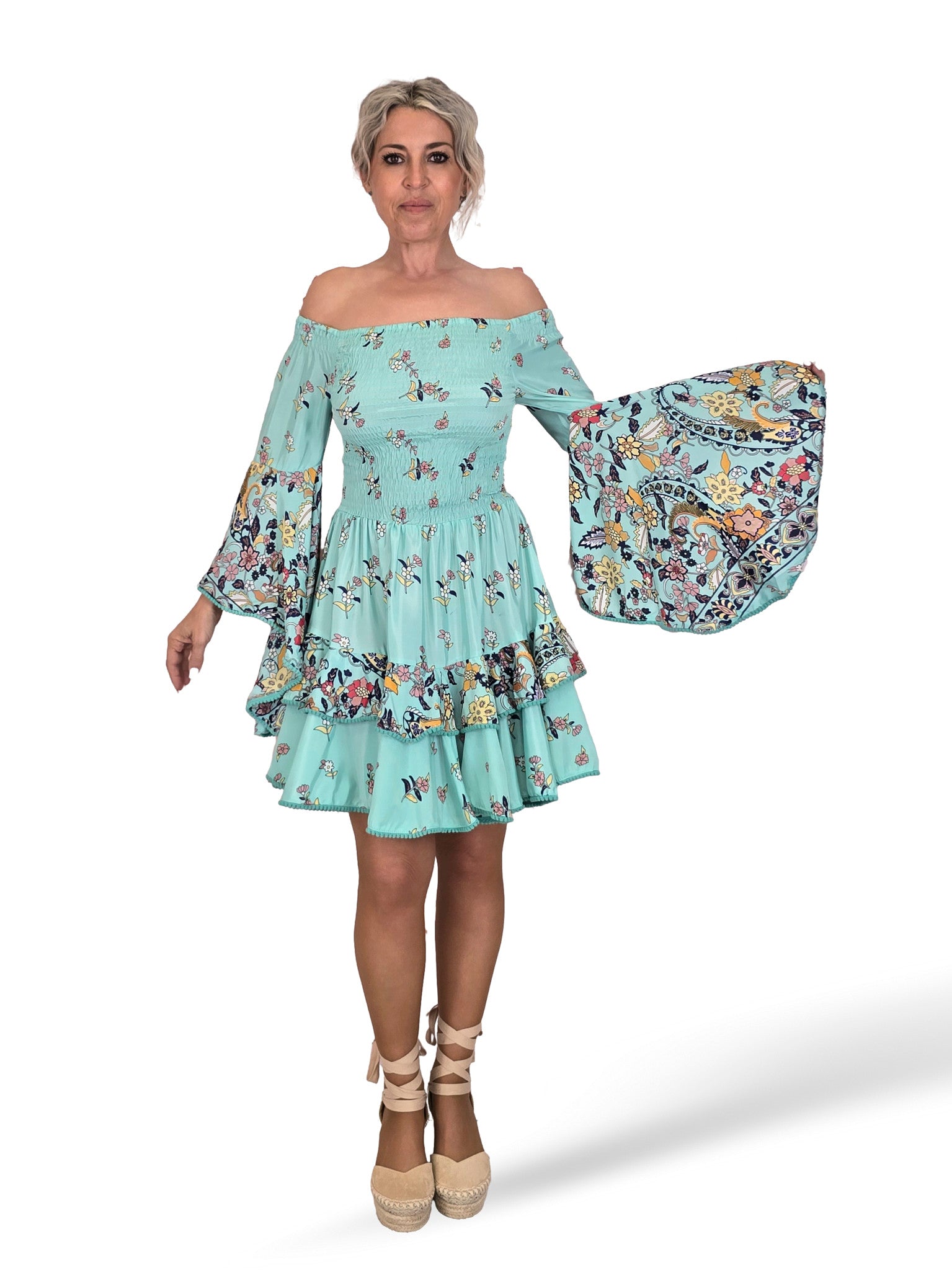 VESTIDO SEDA CORTO NIDO DE ABEJA JOT