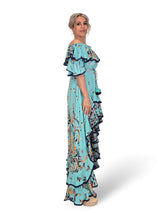 VESTIDO SEDA COLA VOLANTES JOT