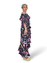 VESTIDO SEDA COLA VOLANTES JOT