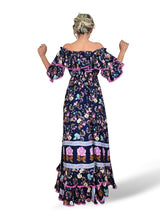 VESTIDO SEDA COLA VOLANTES JOT