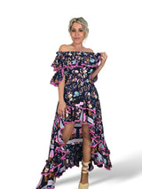 VESTIDO SEDA COLA VOLANTES JOT