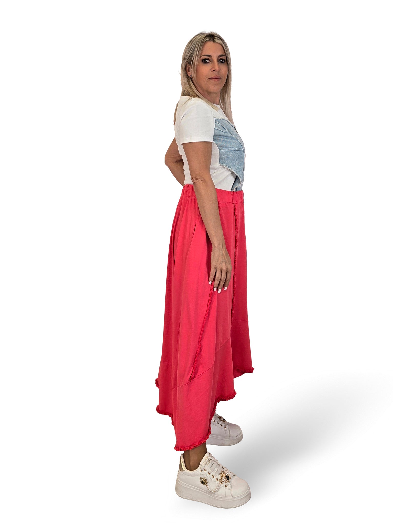 FALDA ASIMÉTRICA ALGODON DESHILACHADO JOT