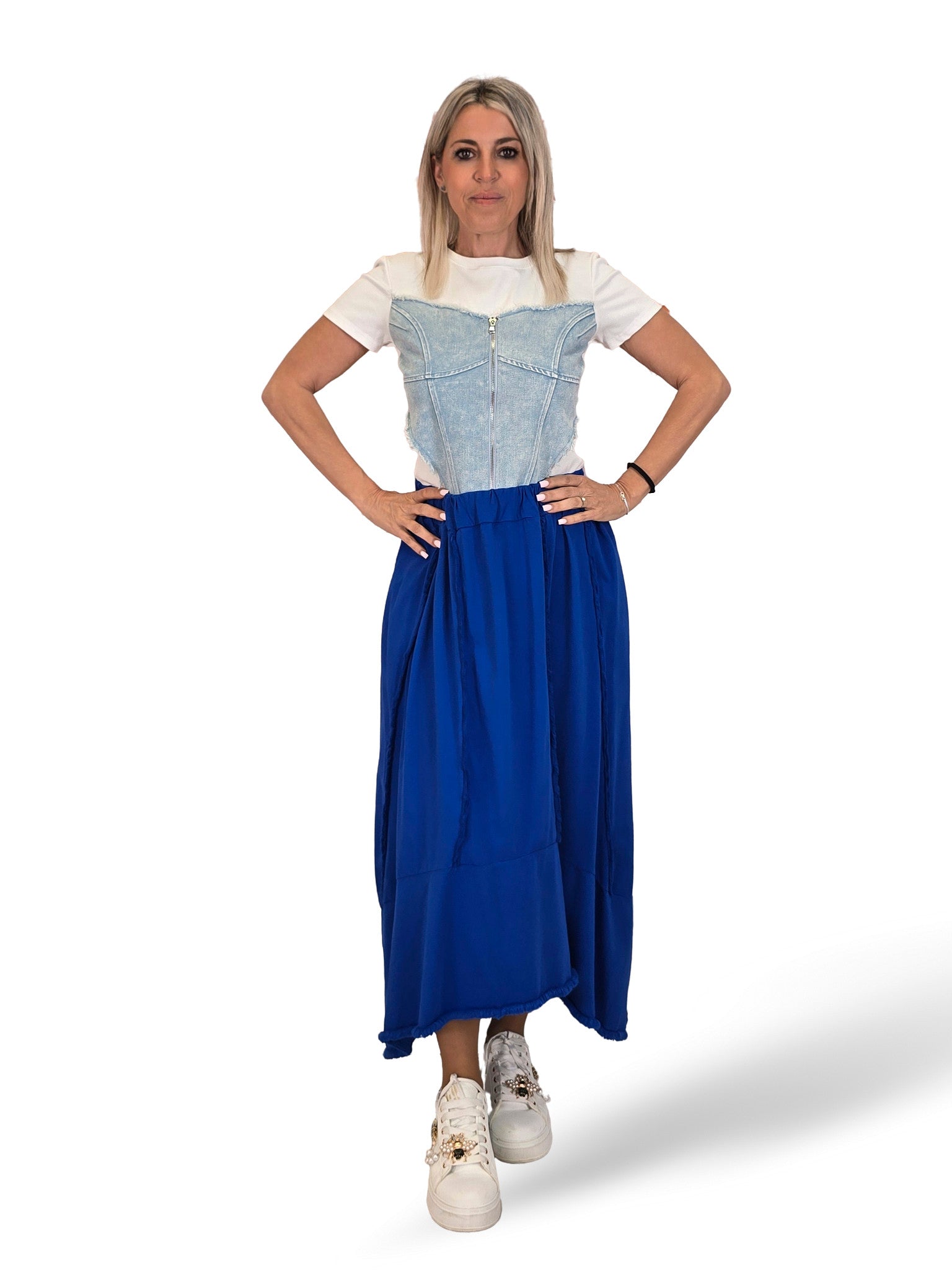FALDA ASIMÉTRICA ALGODON DESHILACHADO JOT