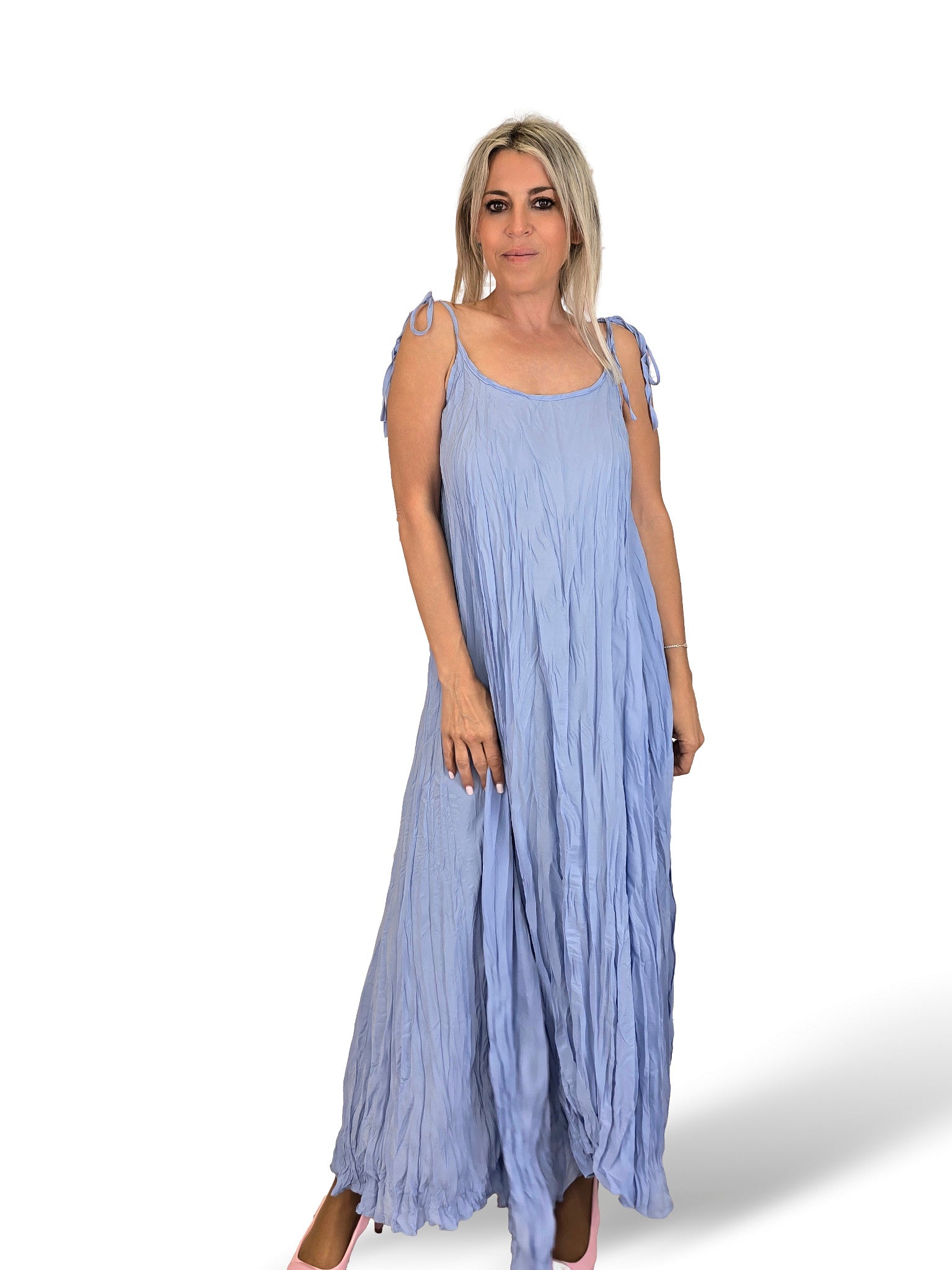 VESTIDO LARGO ARRUGADO TIRANTES JOT
