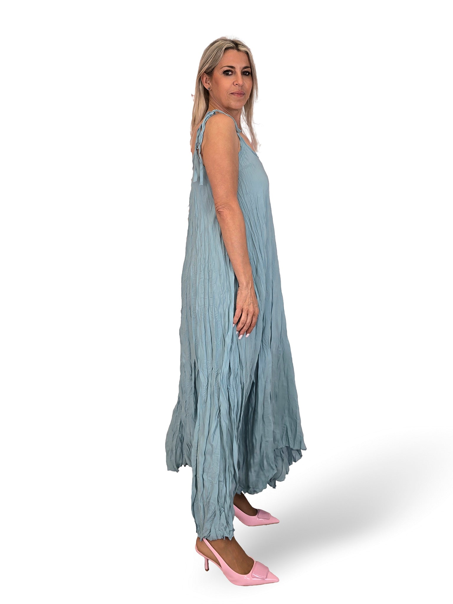 VESTIDO LARGO ARRUGADO TIRANTES JOT