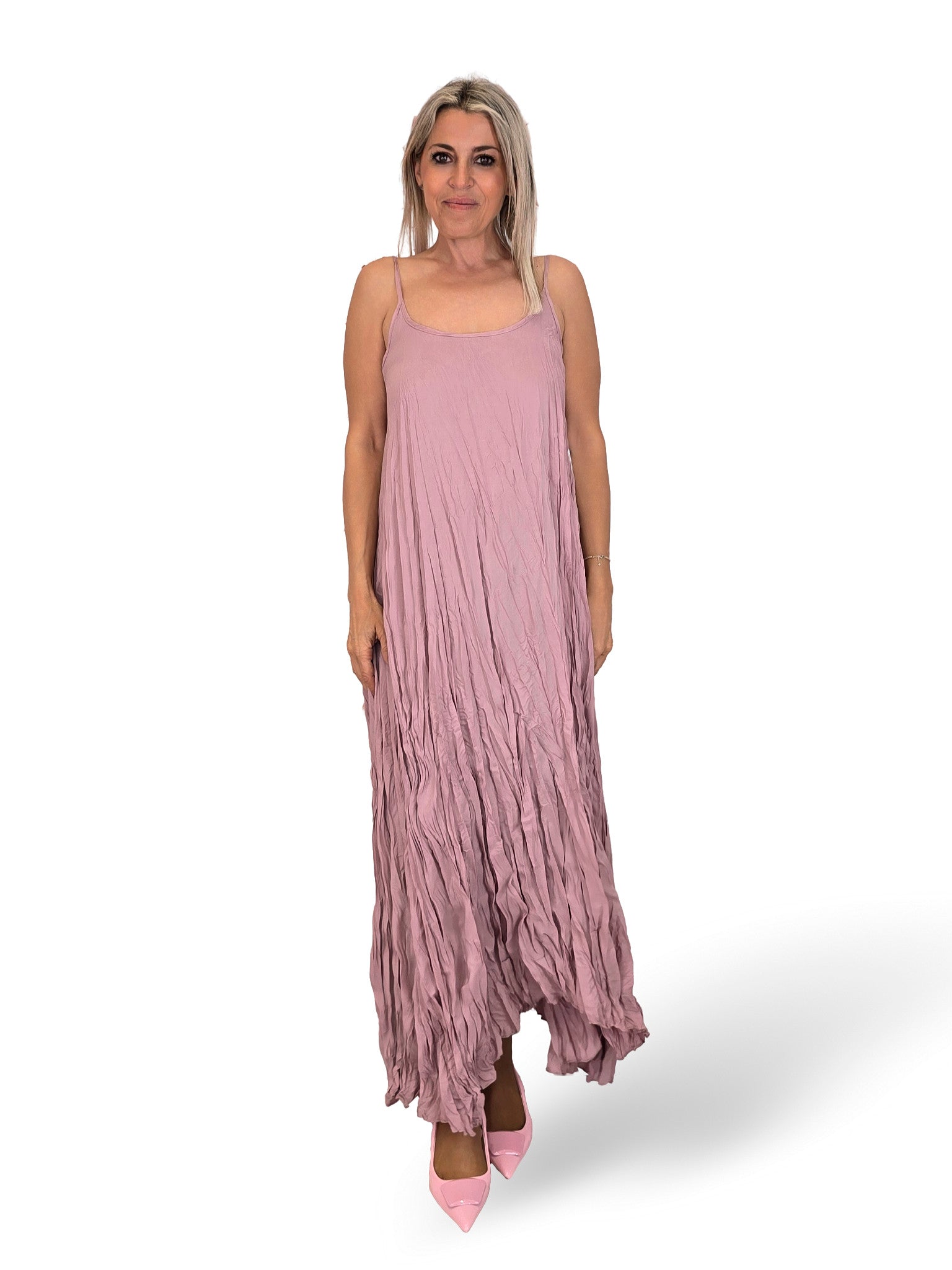 VESTIDO LARGO ARRUGADO TIRANTES JOT