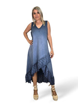 VESTIDO ASIMETRICO TIRANTES ENCAJE