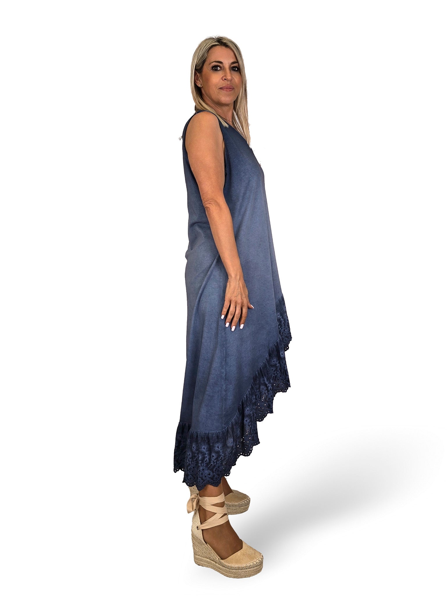 VESTIDO ASIMETRICO TIRANTES ENCAJE