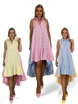 VESTIDO COMBINADO RAYAS COLA