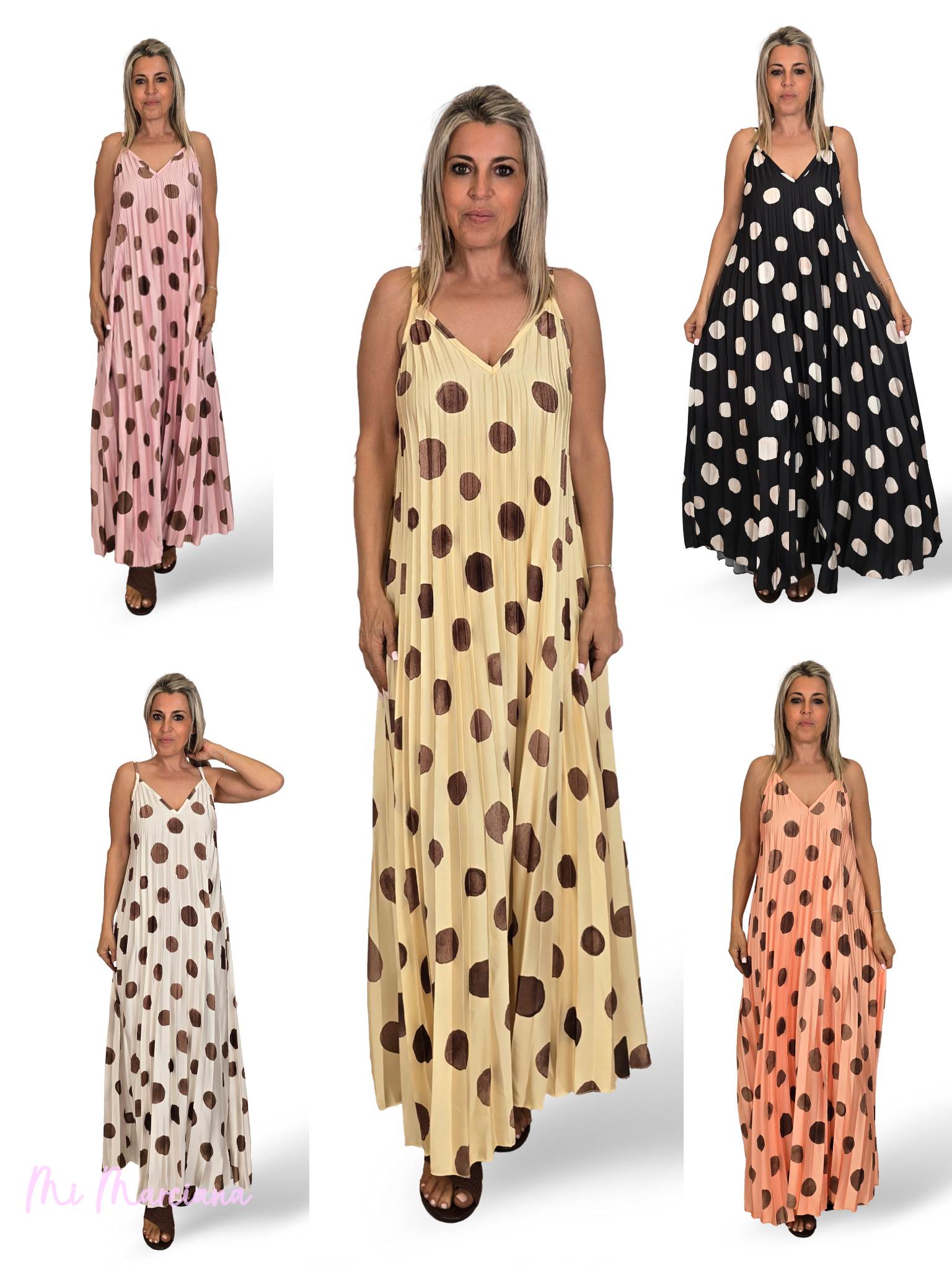 Pünktchen-Plisseekleid