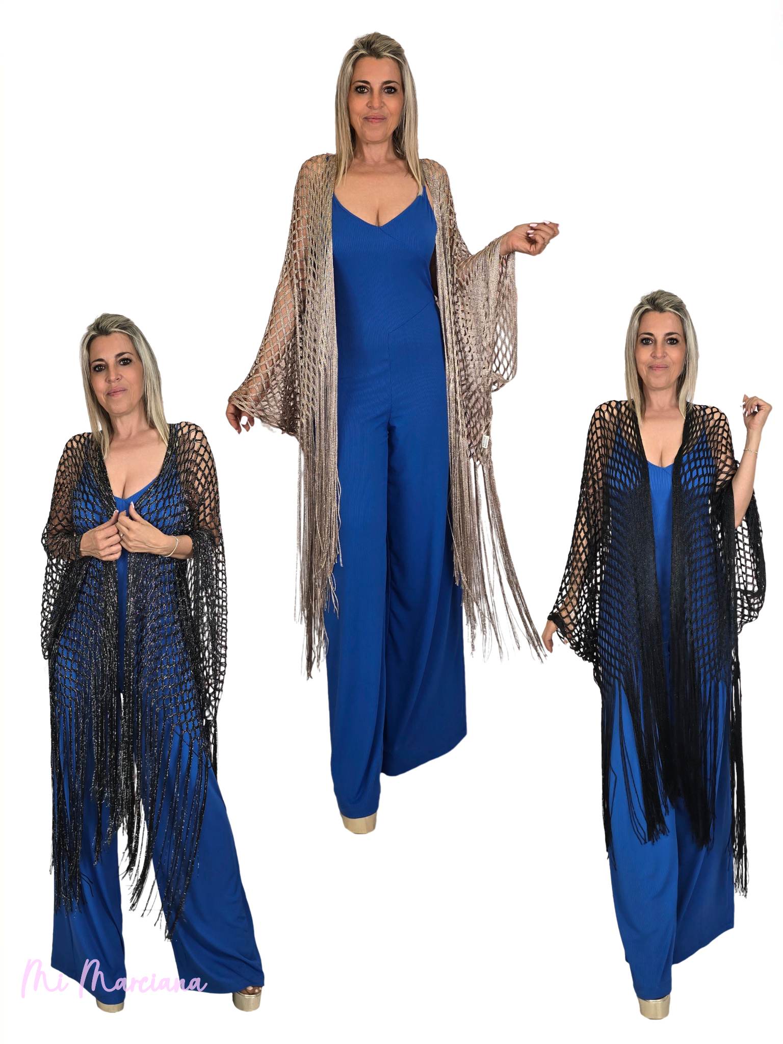 Quimono de crochê JOT com franjas de lurex