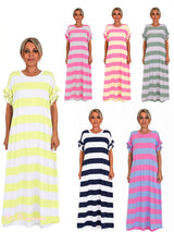 VESTIDO RAYAS MANGA VOLANTES