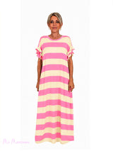 VESTIDO RAYAS MANGA VOLANTES