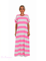 VESTIDO RAYAS MANGA VOLANTES