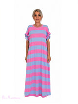 VESTIDO RAYAS MANGA VOLANTES