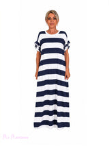 VESTIDO RAYAS MANGA VOLANTES