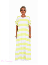 VESTIDO RAYAS MANGA VOLANTES