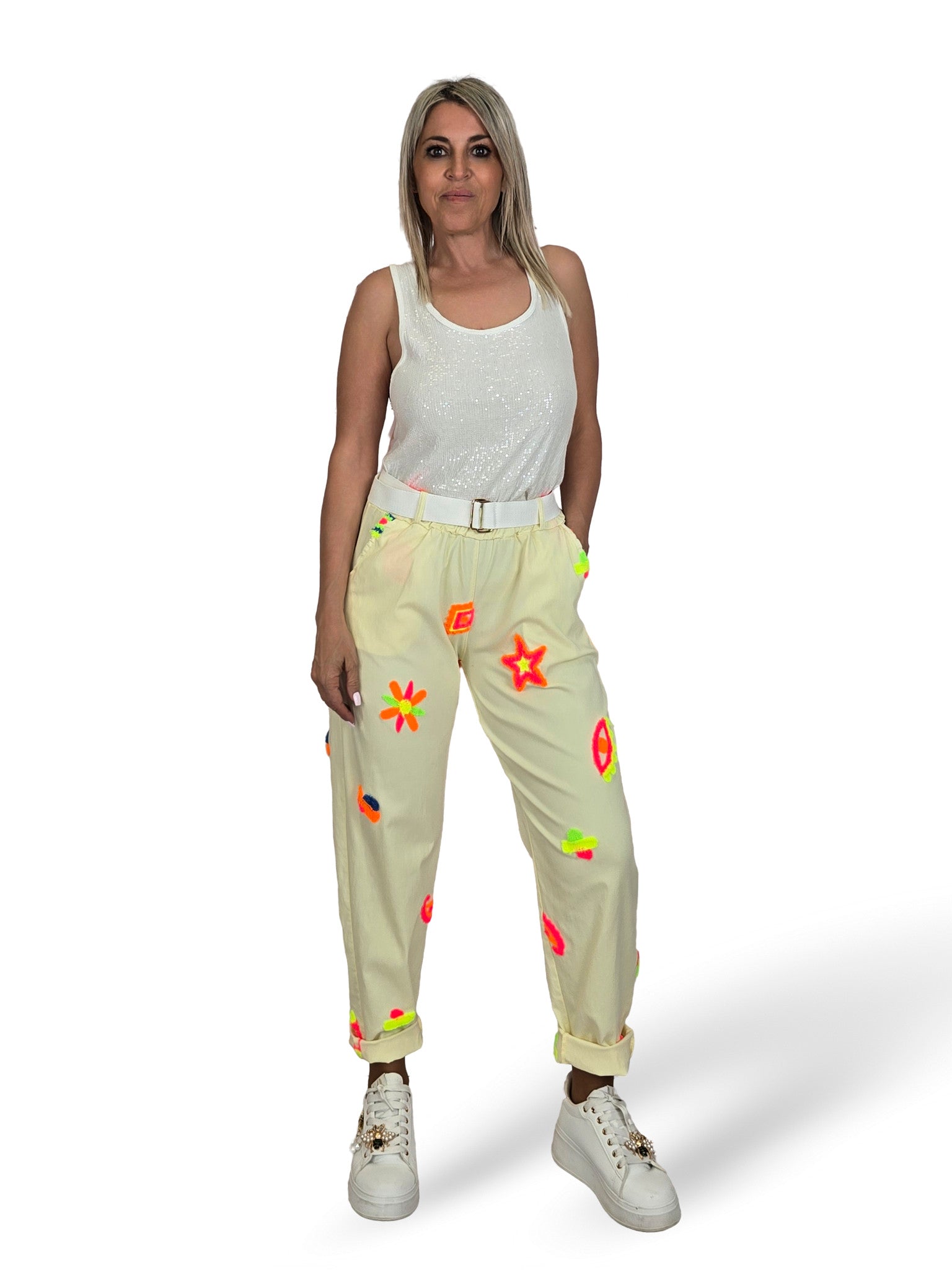 PANTALON FLORES FLUOR