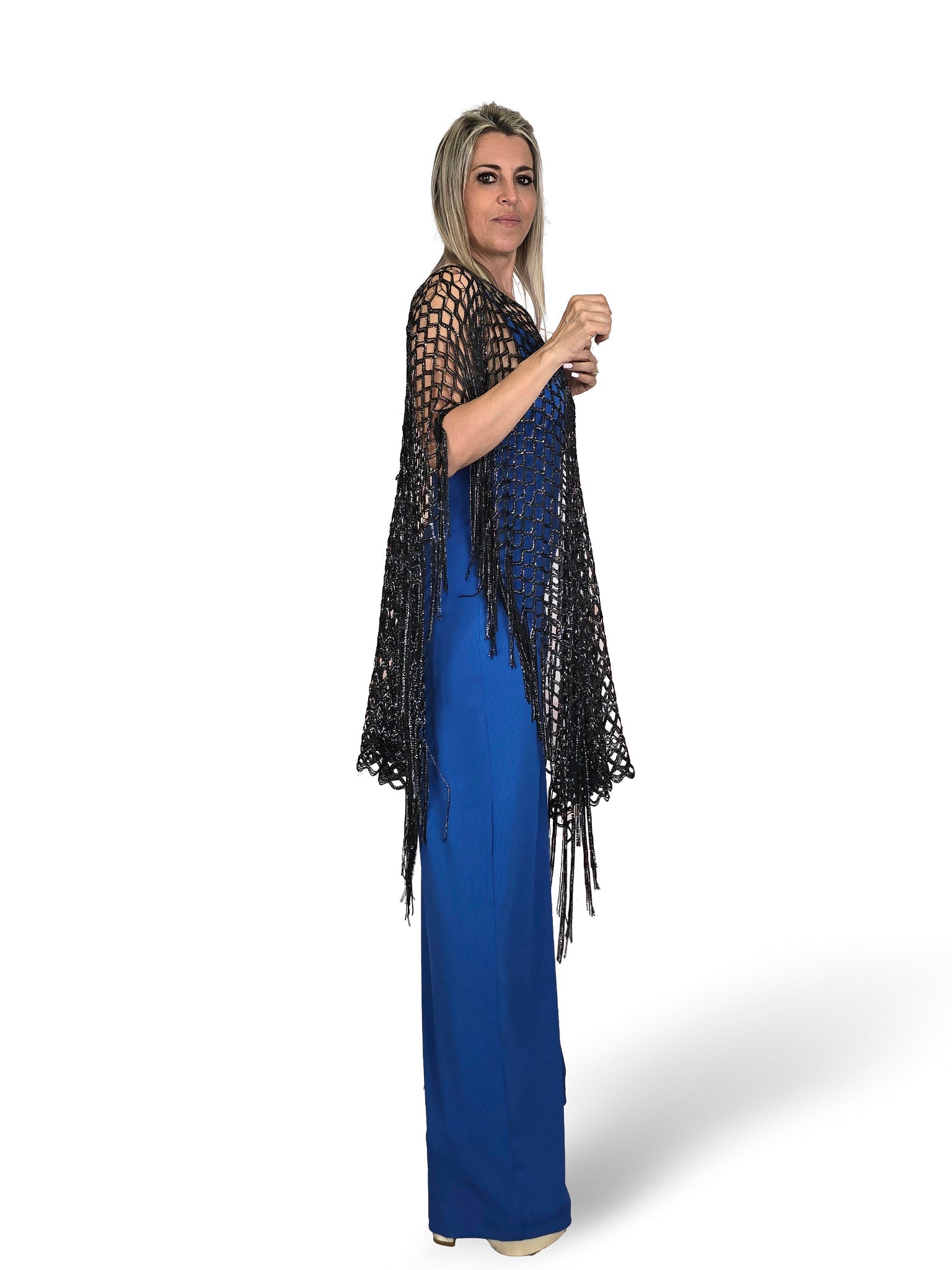 Capa de crochê Jot com franjas de lurex