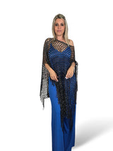 Capa de crochê Jot com franjas de lurex