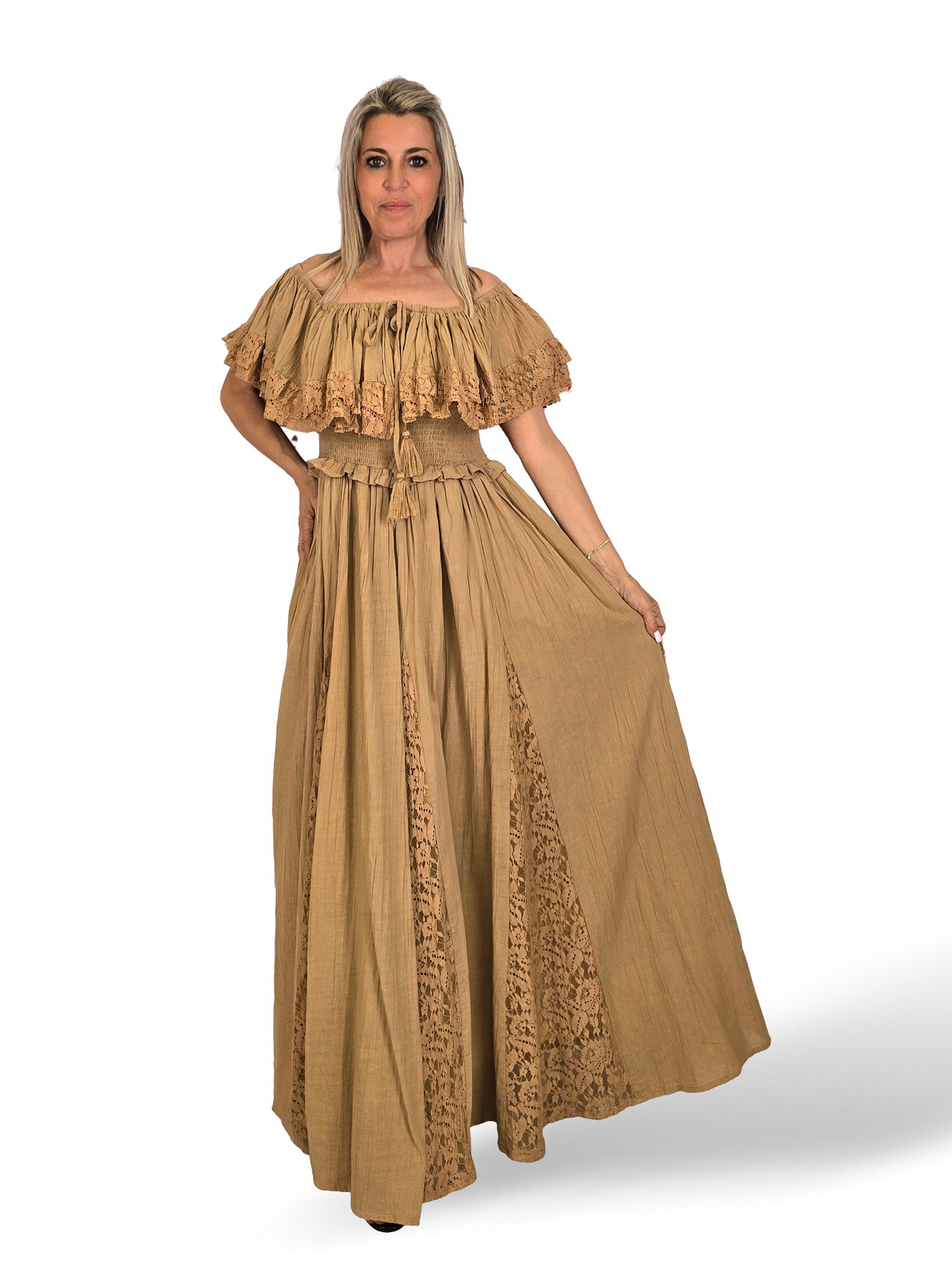 VESTIDO NIDO DE ABEJA QUILLAS ENCAJE