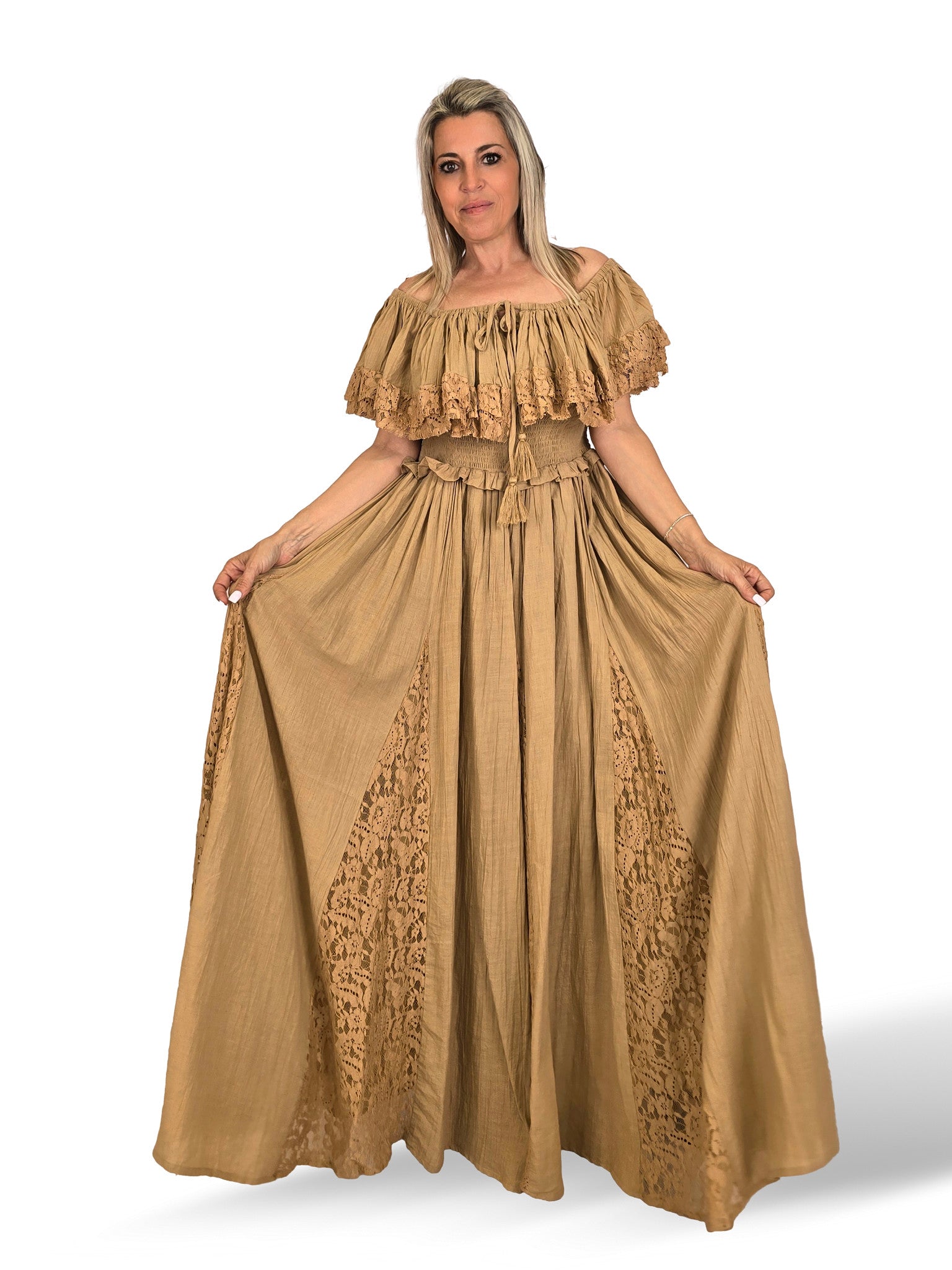 VESTIDO NIDO DE ABEJA QUILLAS ENCAJE