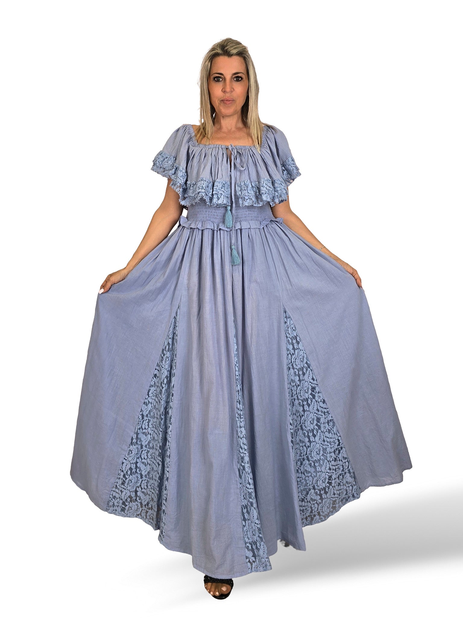 VESTIDO NIDO DE ABEJA QUILLAS ENCAJE