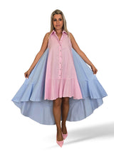 VESTIDO COMBINADO RAYAS COLA