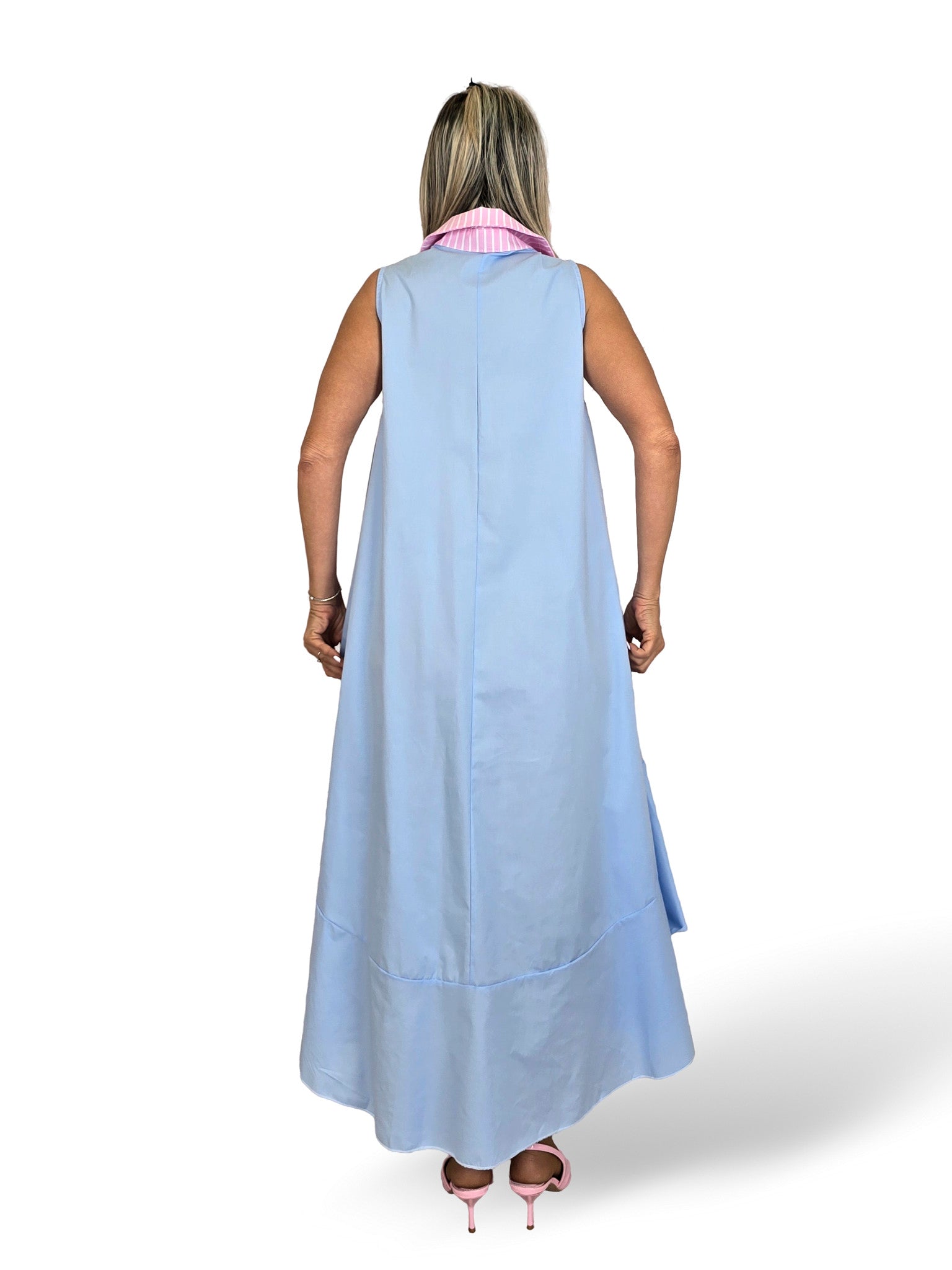 VESTIDO COMBINADO RAYAS COLA