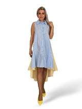 VESTIDO COMBINADO RAYAS COLA
