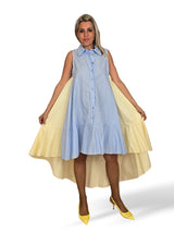 VESTIDO COMBINADO RAYAS COLA